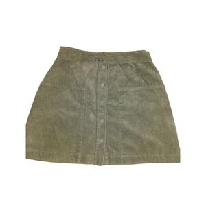 Truth by Republic Olive Green Corduroy Button Front Mini Skirt Size 8